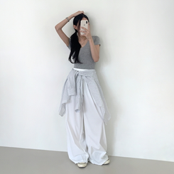 【丈別】半袖バンディングパンツ IVORY