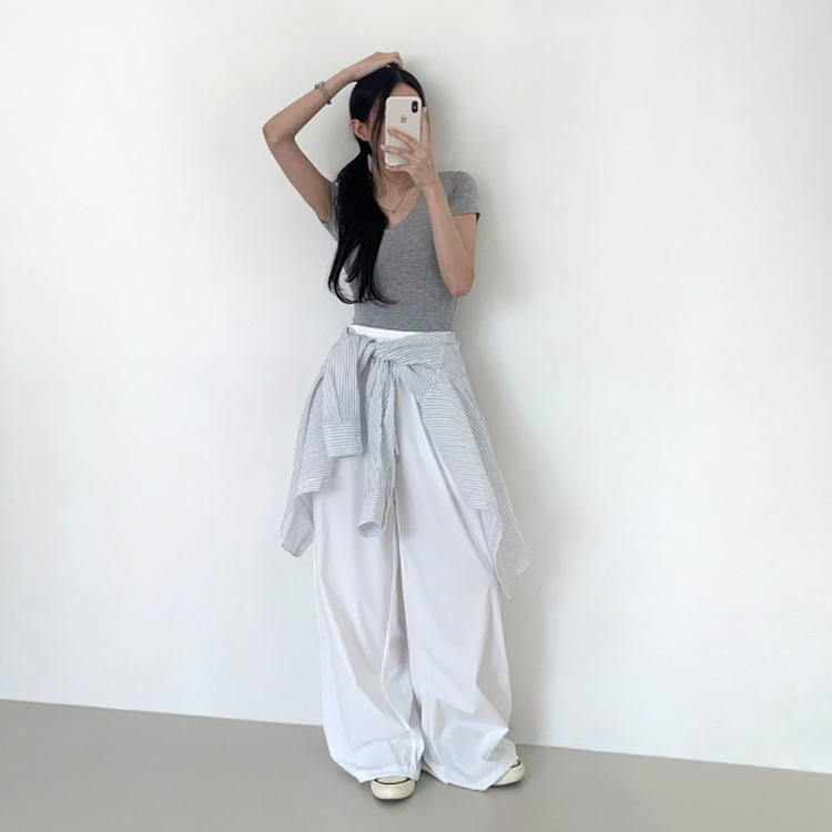 【丈別】半袖バンディングパンツ IVORY