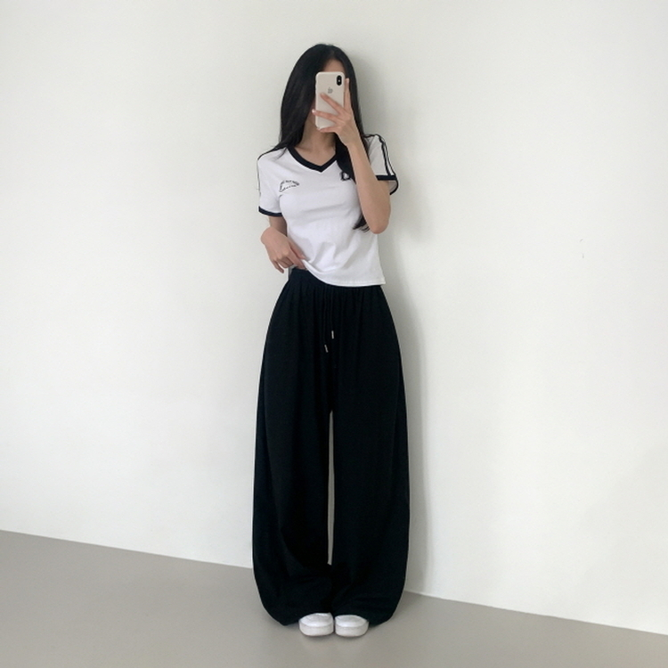 【丈別】半袖バンディングパンツ BLACK