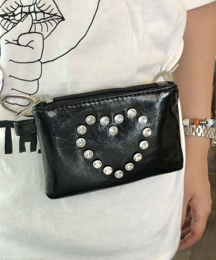 하트 미니백 파우치 클러치 블랙