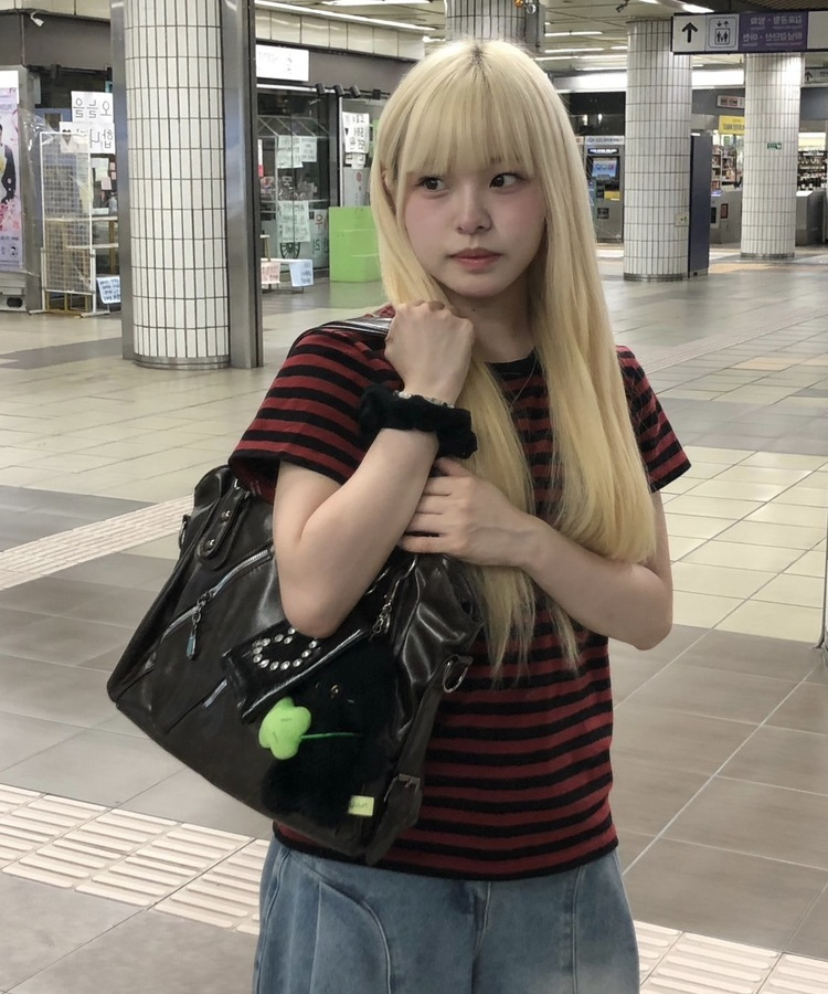 하트 미니백 파우치 클러치 블랙