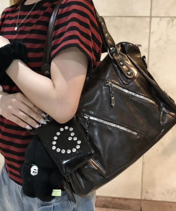 하트 미니백 파우치 클러치 블랙