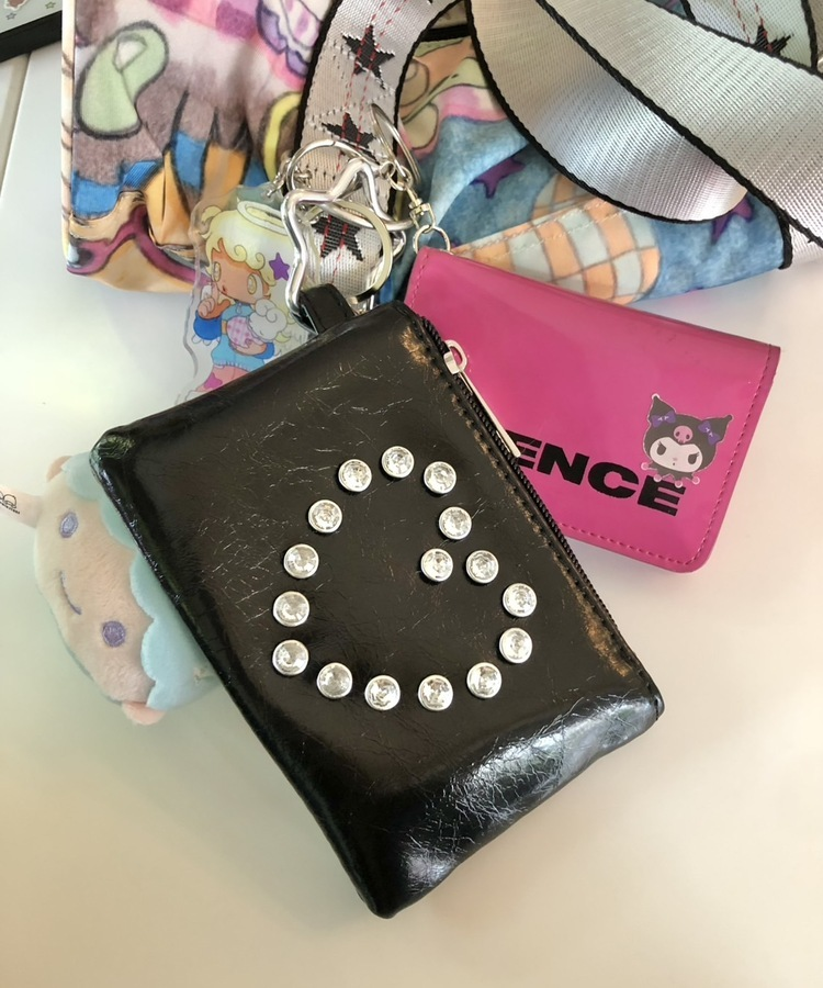 하트 미니백 파우치 클러치 블랙