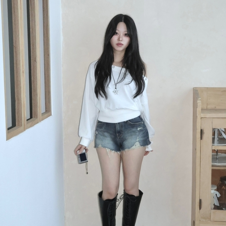 ダメージデニムショートパンツ｜ショートパンツ｜韓国ファッション通販
