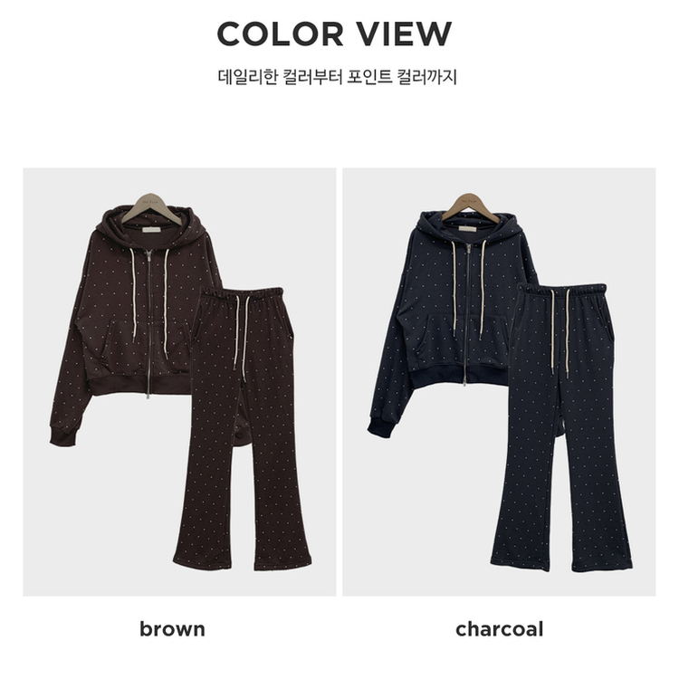 【SET】ドットフードジップアップ ブーツカットパンツ