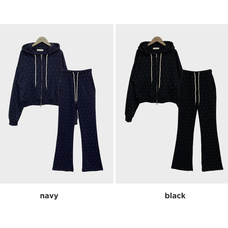 【SET】ドットフードジップアップ ブーツカットパンツ