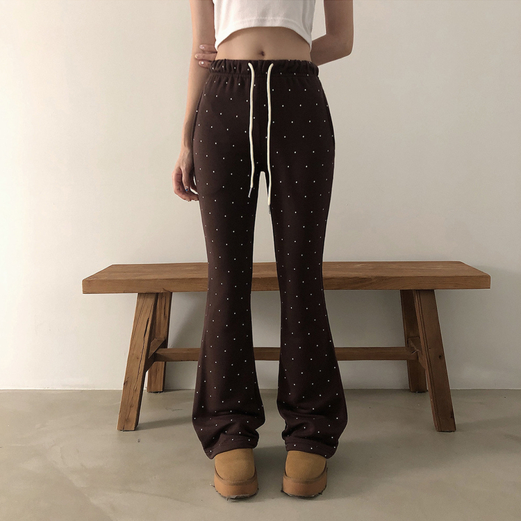 【SET】ドットフードジップアップ ブーツカットパンツ BROWN
