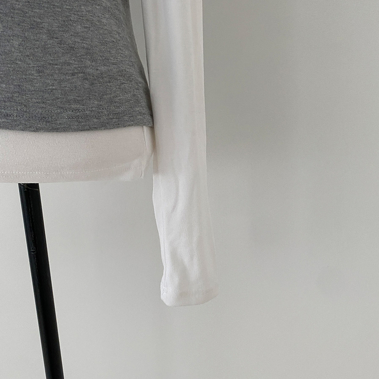 리스 배색 레이어드 리본 긴팔 티셔츠 세트