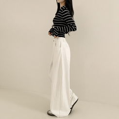 【丈別】ハイウエストワイドコットンパンツ WHITE