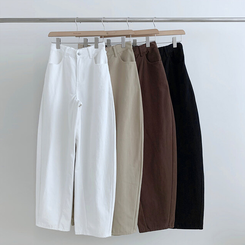 【丈別】ハイウエストワイドコットンパンツ