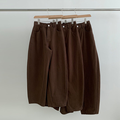 【丈別】ハイウエストワイドコットンパンツ