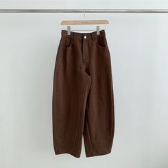 【丈別】ハイウエストワイドコットンパンツ