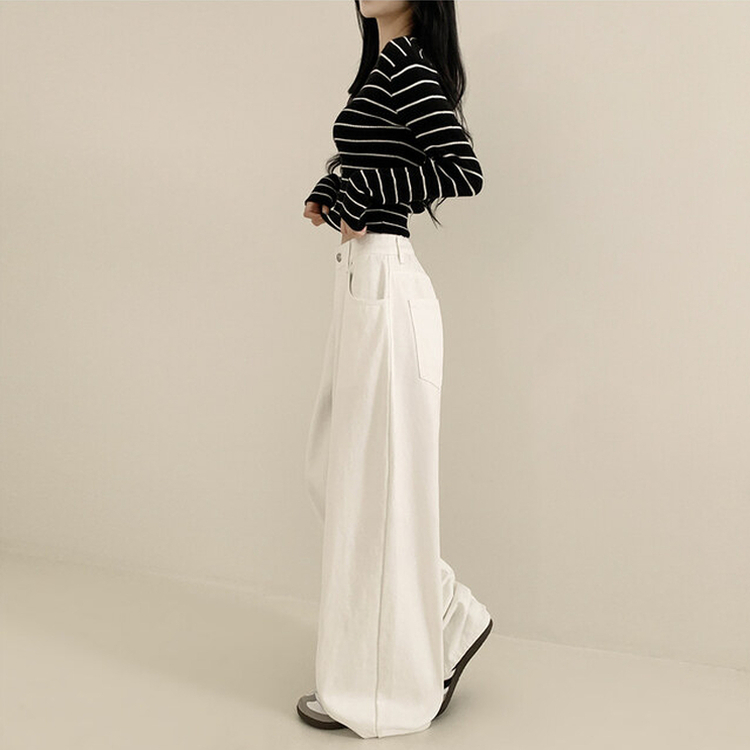 【丈別】ハイウエストワイドコットンパンツ WHITE