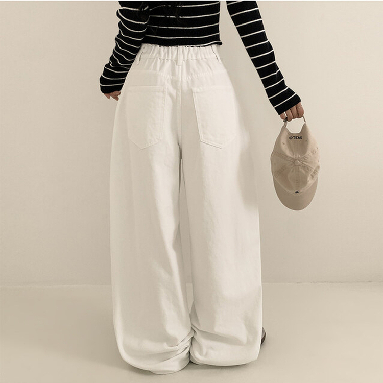 【丈別】ハイウエストワイドコットンパンツ WHITE