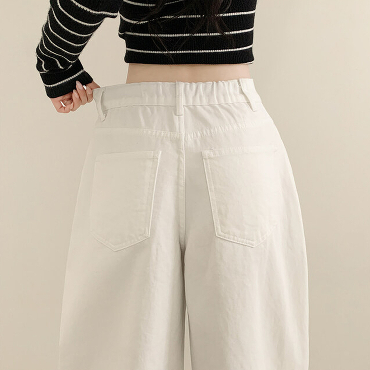 【丈別】ハイウエストワイドコットンパンツ WHITE