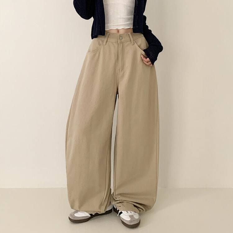 【丈別】ハイウエストワイドコットンパンツ BEIGE