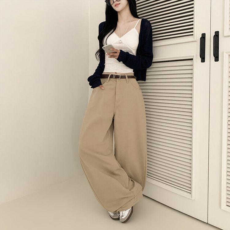 【丈別】ハイウエストワイドコットンパンツ BEIGE