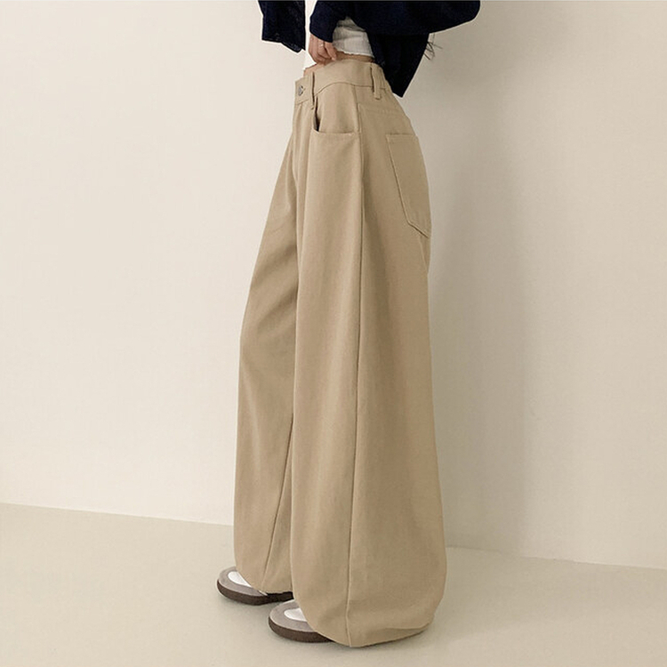 【丈別】ハイウエストワイドコットンパンツ BEIGE