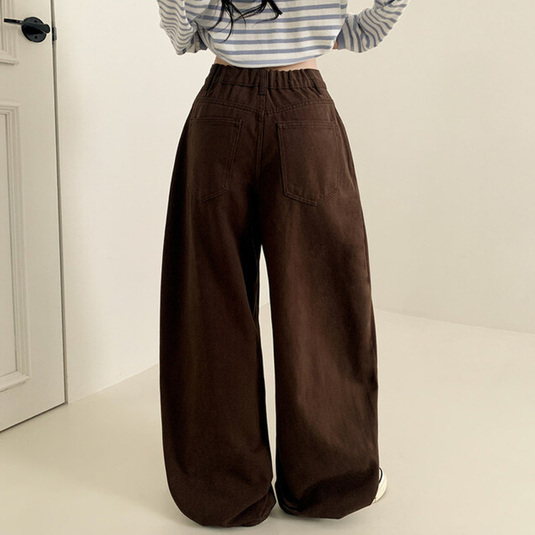 【丈別】ハイウエストワイドコットンパンツ DARK BROWN