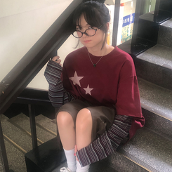 ストライプレイヤード長袖Tシャツ BURGUNDY