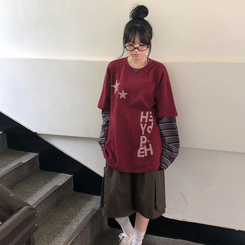 ストライプレイヤード長袖Tシャツ BURGUNDY