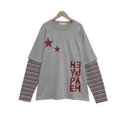 ストライプレイヤード長袖Tシャツ