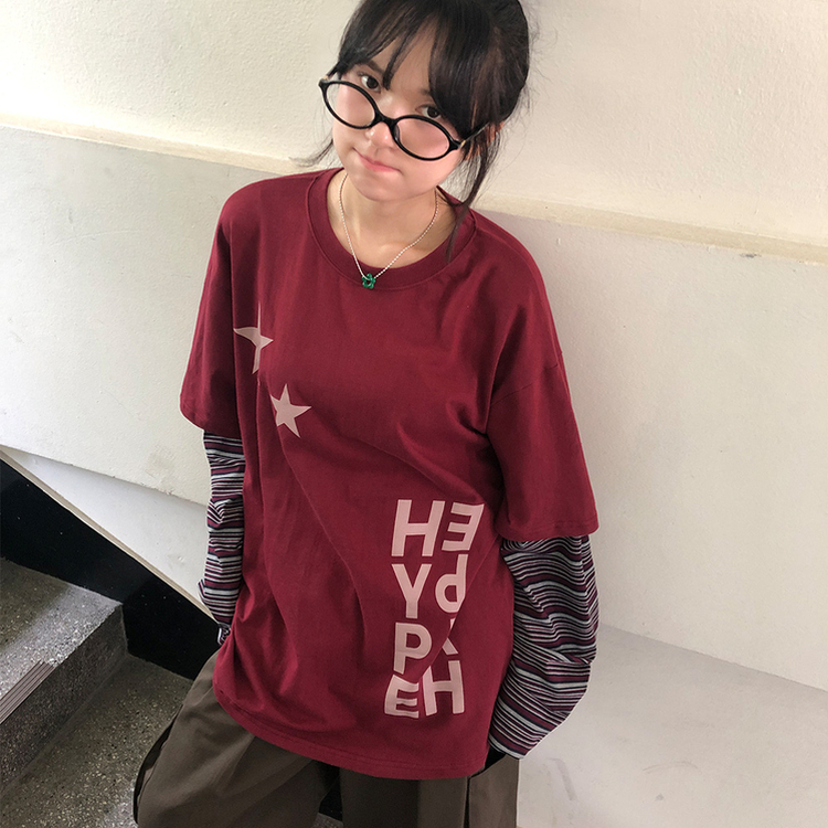 ストライプレイヤード長袖Tシャツ BURGUNDY