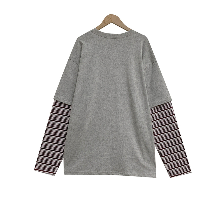 ストライプレイヤード長袖Tシャツ