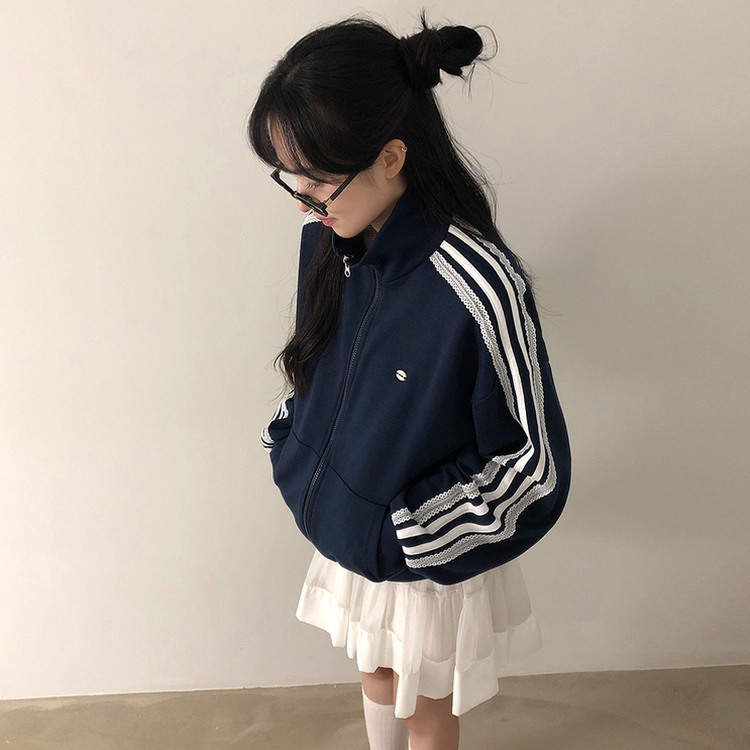 ペンダントレースジップアップ(5color) NAVY