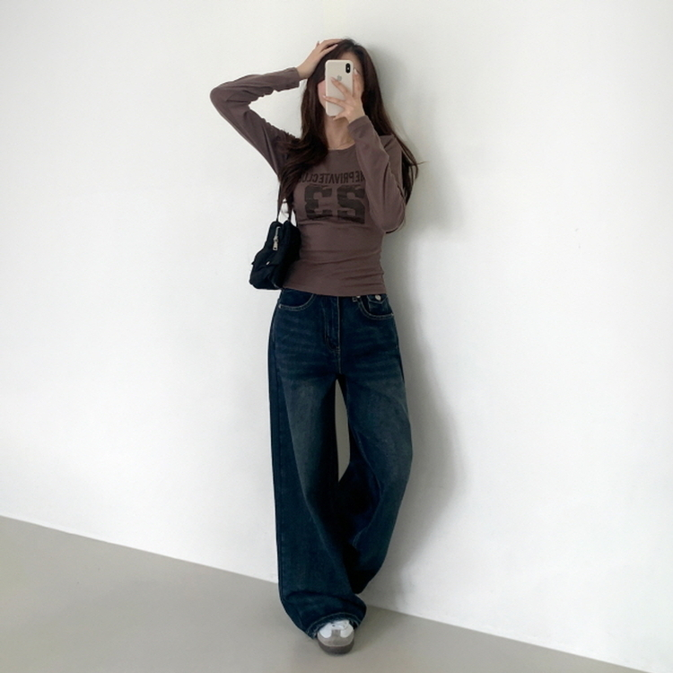 넘버링 옆셔링 긴팔티 코코아