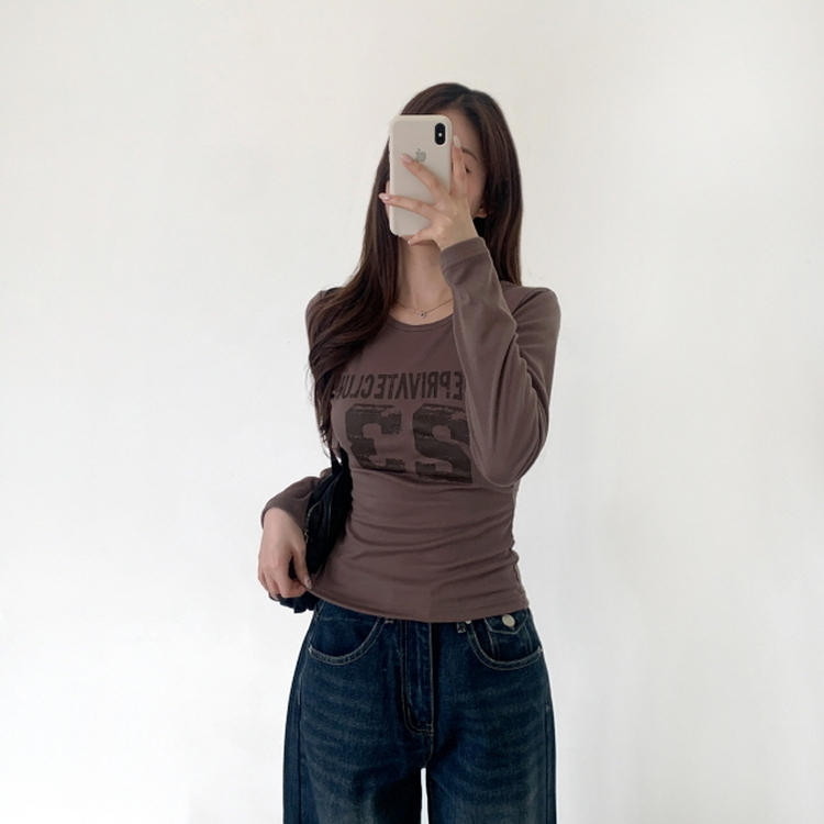 넘버링 옆셔링 긴팔티 코코아