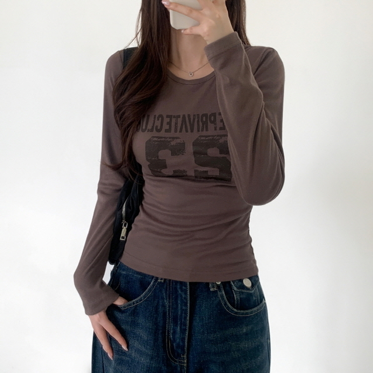 넘버링 옆셔링 긴팔티 코코아