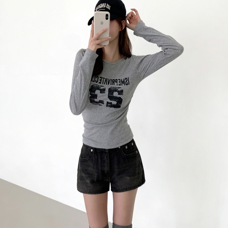 넘버링 옆셔링 긴팔티 그레이