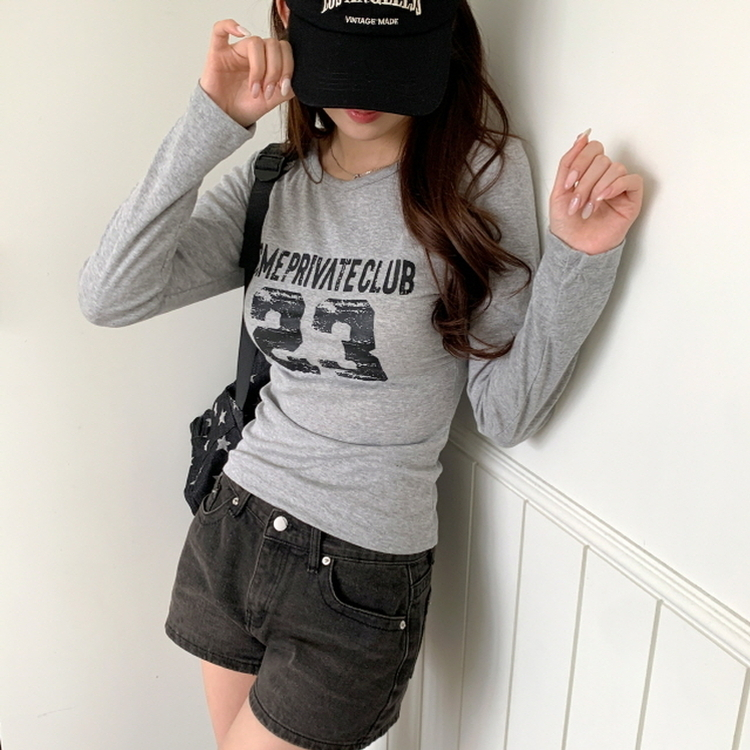 넘버링 옆셔링 긴팔티 그레이