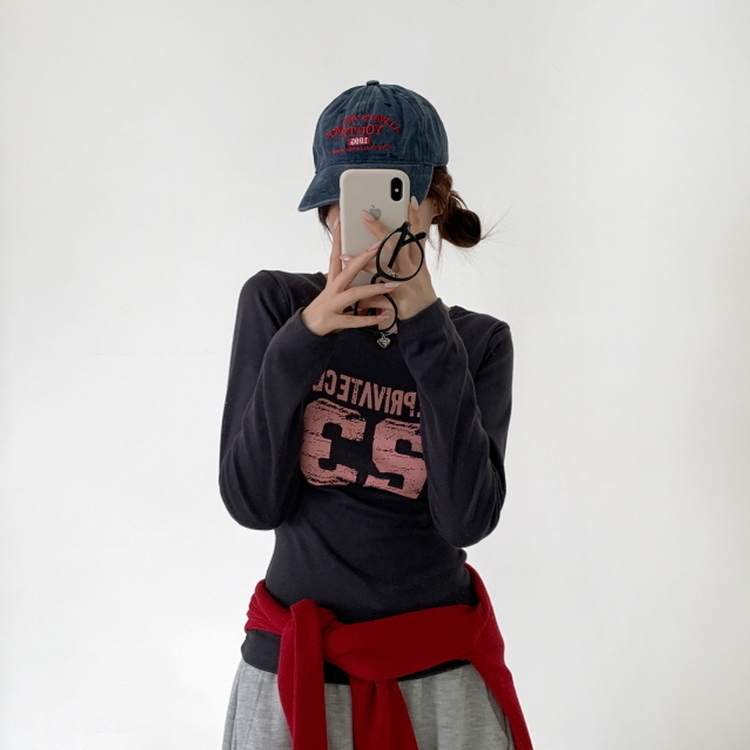 넘버링 옆셔링 긴팔티 챠콜