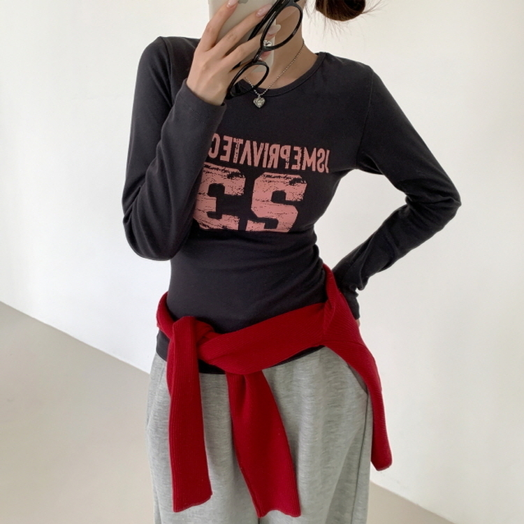 넘버링 옆셔링 긴팔티 챠콜