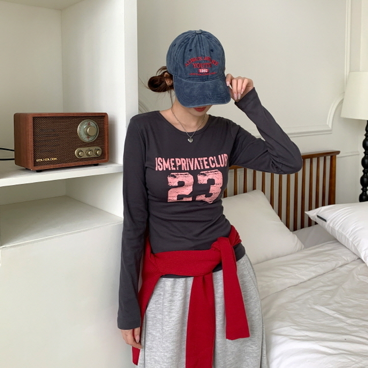 넘버링 옆셔링 긴팔티 챠콜