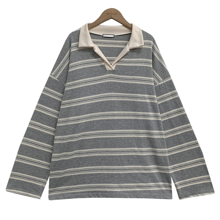 バイカラーストライプ長袖Tシャツ