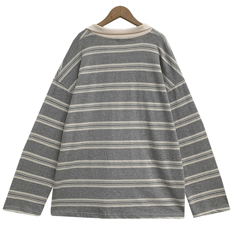 バイカラーストライプ長袖Tシャツ