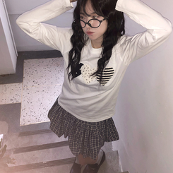 ハートワッペン長袖Tシャツ IVORY