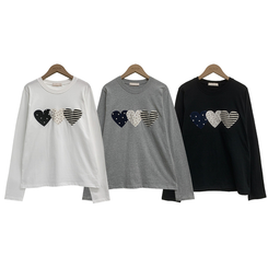 ハートワッペン長袖Tシャツ