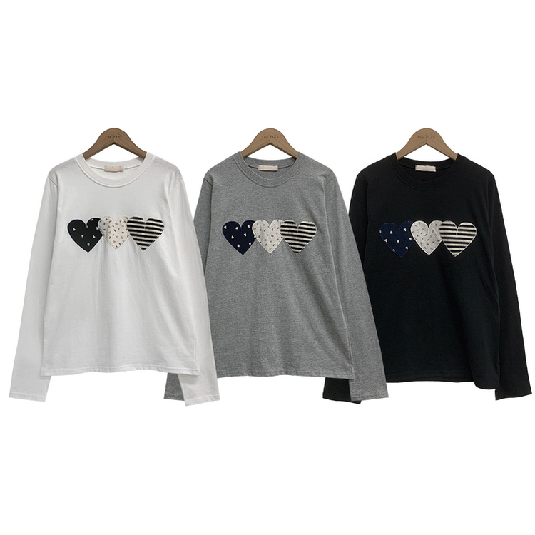 ハートワッペン長袖Tシャツ