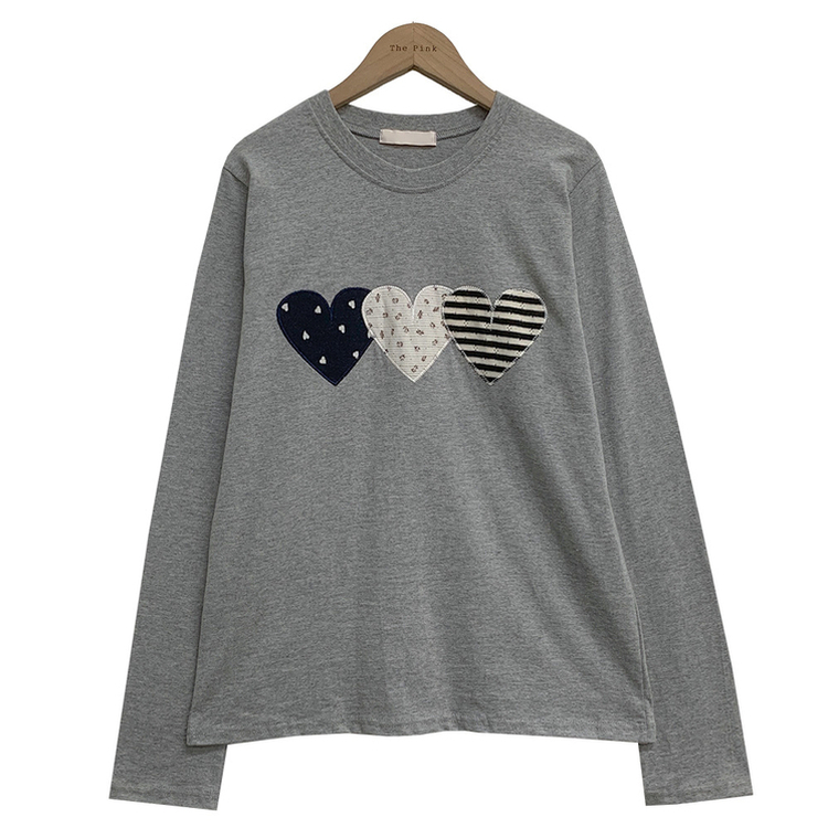 ハートワッペン長袖Tシャツ