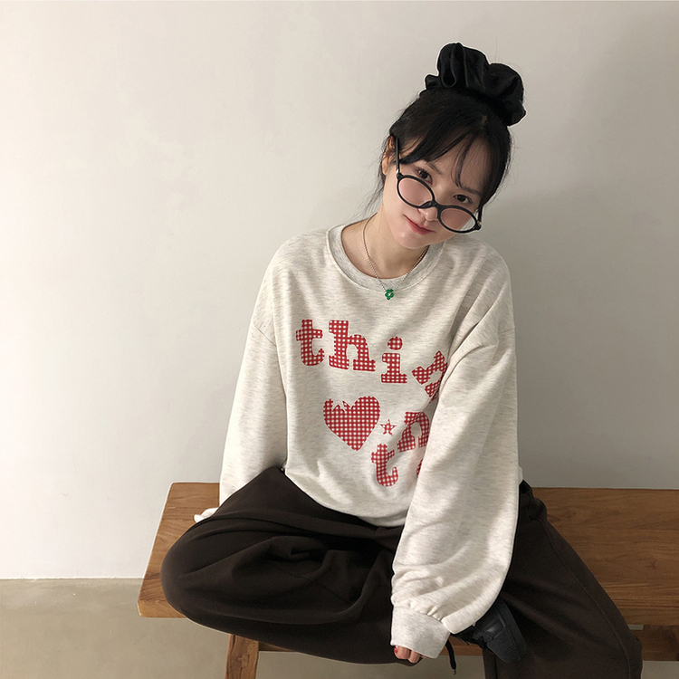 트디 오버핏 프린팅 맨투맨 오트밀