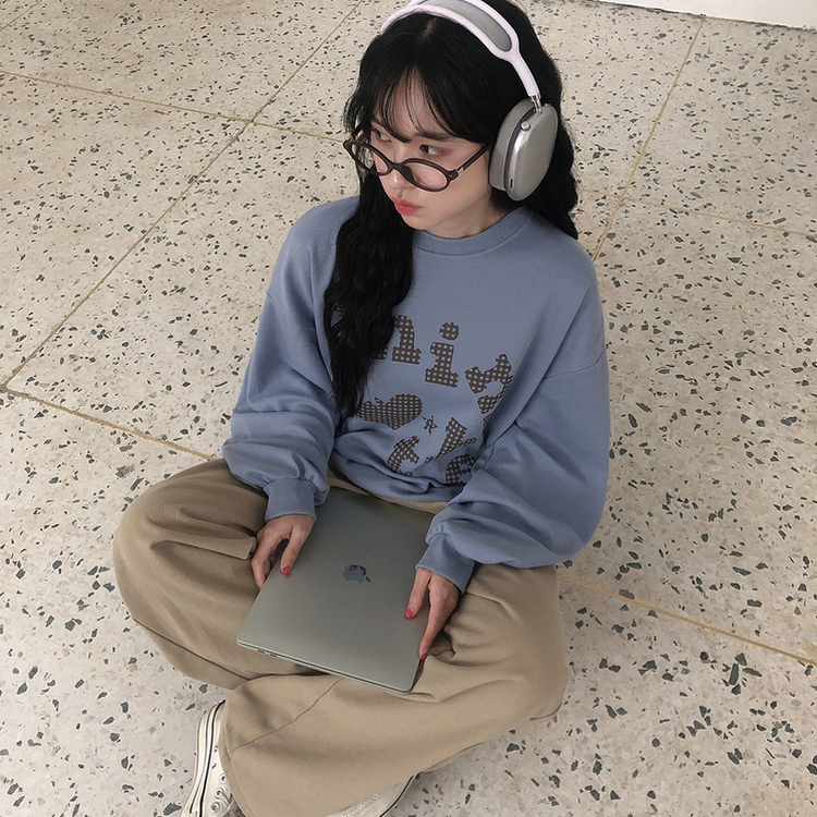 트디 오버핏 프린팅 맨투맨 소라