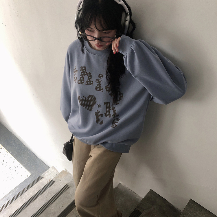 트디 오버핏 프린팅 맨투맨 소라