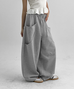 スリットワイドバンディングパンツ GREY