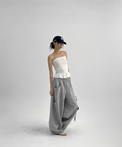 スリットワイドバンディングパンツ GREY