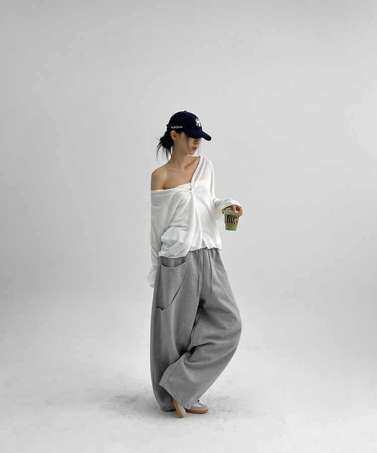 スリットワイドバンディングパンツ GREY