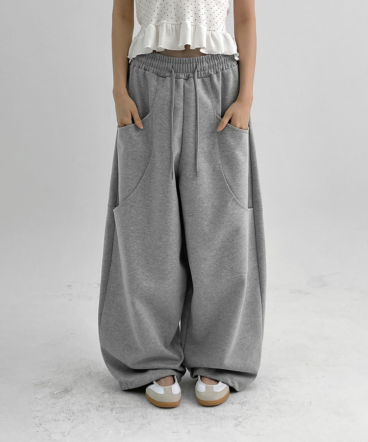 スリットワイドバンディングパンツ GREY